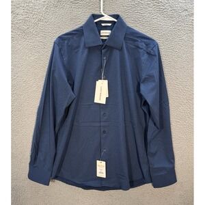 Lucky Brand Shirt Adult Medium Blue Chambray 4 Way Stretch Performance Slim Fit